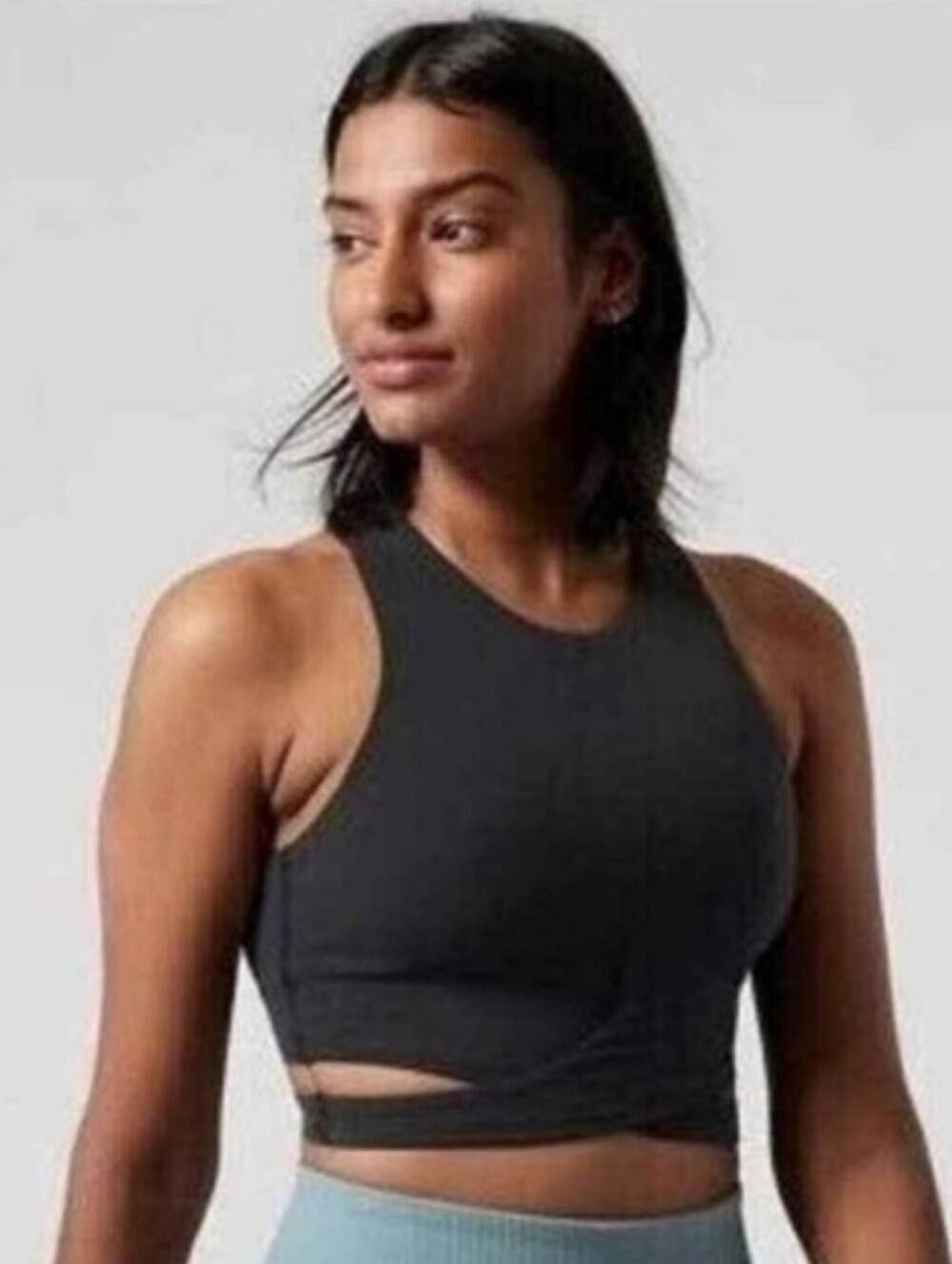 Athleta Black High-Neck Sports Bra Crop Top